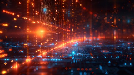 Poster - Abstract Digital Technology Background with Glowing Lights and Circuitry