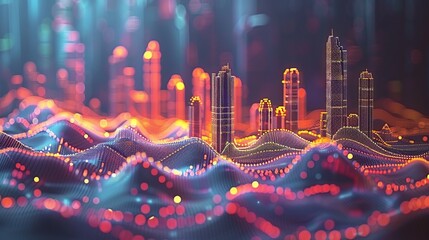 Poster - Abstract Cityscape with glowing lights