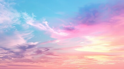 Canvas Print - Pastel sunset sky with elegant color transitions for design.