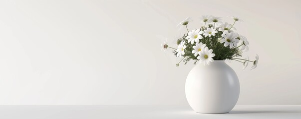 Wall Mural - Isolated white flower vase on white background, 4K hyperrealistic photo