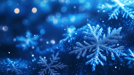 Wall Mural - blue christmas snowflake background 