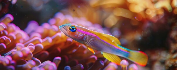 Wall Mural - Colorful goby fish in a reef environment, 4K hyperrealistic photo