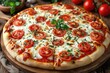 © NikahGeh - Close-up of Margherita Pizza with Fresh Basil and Tomato Slices
