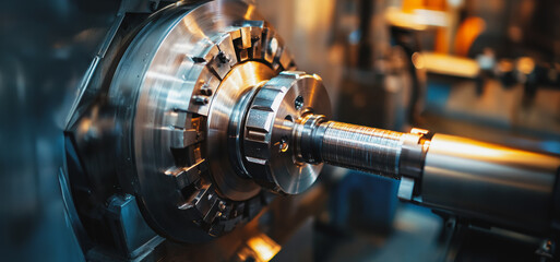 Canvas Print - Precision Metal Machining in Action at a Modern Manufacturing Facility During Daytime Hours