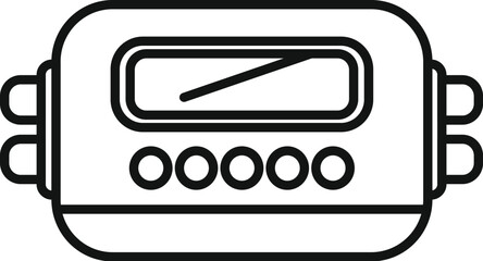 Poster - electronic device with buttons and a screen displaying data in a simple line art style