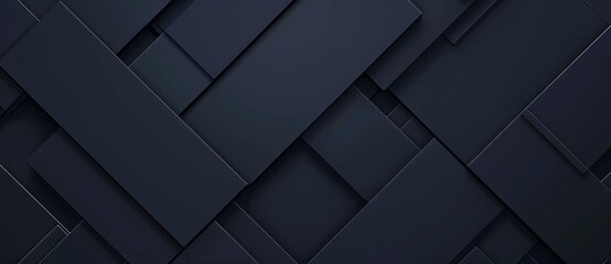 Poster - Black lines and geometric shapes, dark blue gradient, sharp edges, light reflection on metal strips of the abstract background