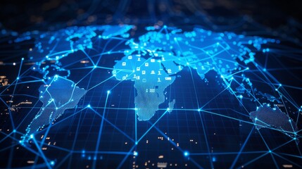 Poster - Global network and connectivity concept, international data transfer and cyber technology, and business worldwide