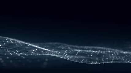 Aufkleber - abstract blue technology wave with dots and lines. flow of particles. big data transfer visualizatio