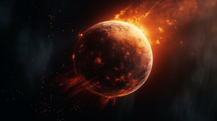Wall Mural - abstract fiery planet landscapes.
