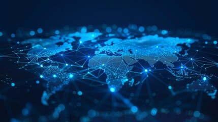 Poster - Global network concept, cyber technology, cyber-transfer international business, abstract map of the world