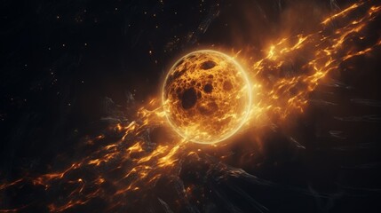 Wall Mural - abstract fiery planet landscapes.