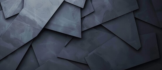 Poster - Black lines and geometric shapes on an abstract background; dark blue gradient with sharp edges; light reflections on metal strips