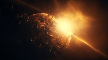 Wall Mural - abstract fiery planet landscapes.