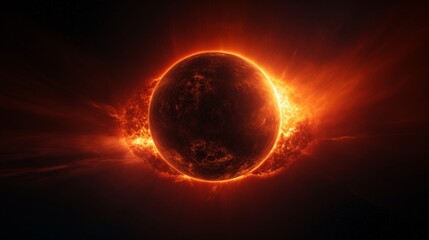 Wall Mural - abstract fiery planet landscapes.