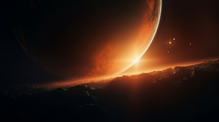 Wall Mural - abstract fiery planet landscapes.