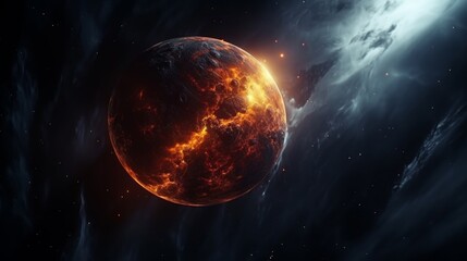 Wall Mural - abstract fiery planet landscapes.