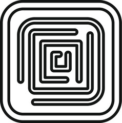 Poster - black and white illustration of rounded square shapes creating a tunnel effect optical illusion