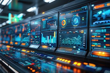 Aufkleber - futuristic control panel with graphical data displays