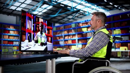 Poster - Man Video Conference At Logistics Warehouse