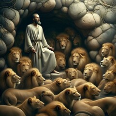 Wall Mural - daniel in the hole with the lions 10