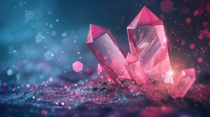 Wall Mural - Pink Crystals in a Mystical Setting