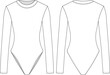 © sin - long sleeve round neck crew neck fit elastic blouse bodysuit template technical drawing flat sketch cad mockup fashion woman design style model
