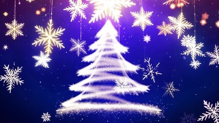 Wall Mural - Christmas tree made of green lights with golden snowflakes hanging on a dark red background. Perfect image for christmas cards or winter holidays projects