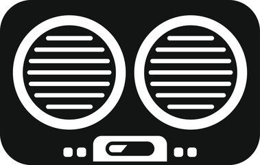 Poster - black simple icon of a retro style radio playing music