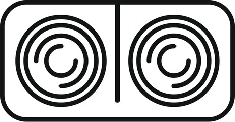 Poster - simple line drawing of a double burner cooking plate for use in the kitchen