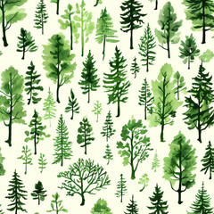 seamless pattern with green trees