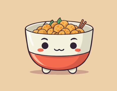 Asian Food Symbol Element Funny Cartoon Icon
