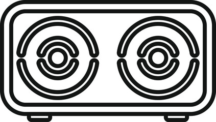 Poster - Wireless speaker playing music with two speakers, simple black line icon illustration for web
