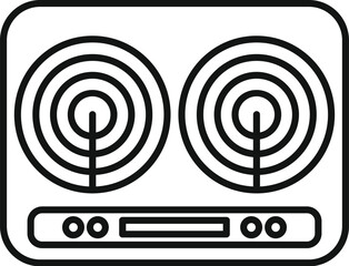 Poster - Induction cooker panel showing two heating zones for preparing food