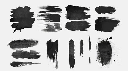 Wall Mural - Collection or set of grungy art, educational abstract elements pictures isolated on white in black, ink, or acrylic paint, ink or acrylic.