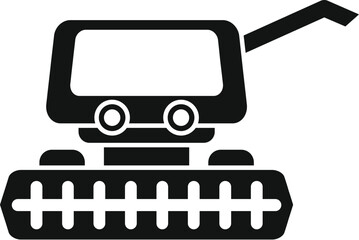 Poster - Black glyph icon for a combine harvester working on a field, harvesting a wheat crop