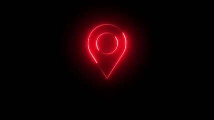 Poster - Neon line location icon animation.