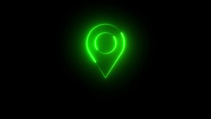 Poster - Neon line location icon animation.