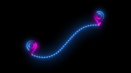 Poster - Neon location icon and GPS tracking point marker animation.