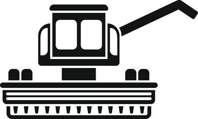 Wall Mural - Combine harvester harvesting wheat in field side view icon simple black style