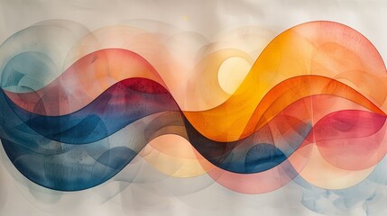 Poster - colorful abstract waves flowing harmoniously across a light background in artistic expression