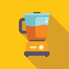 Poster - Flat design illustration of a blender mixing a fruit smoothie, perfect for healthy eating and lifestyle visuals