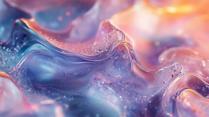 Poster - Colorful Abstract Texture Featuring Swirling Patterns of Gel-like Substance in Soft Focus