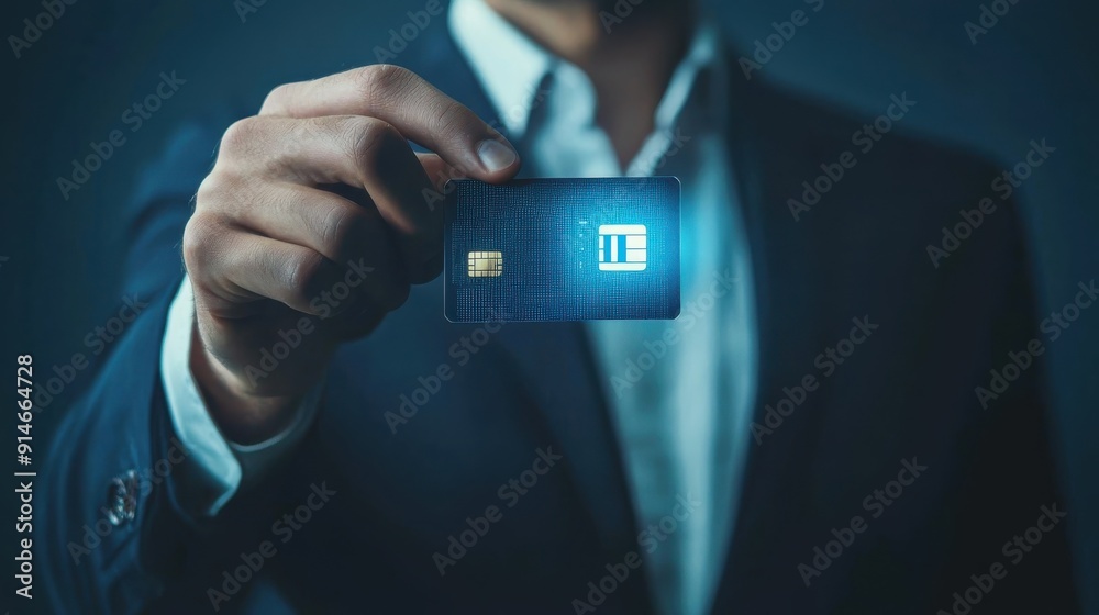 Digital identification or digital ID concept. Businessman use ...