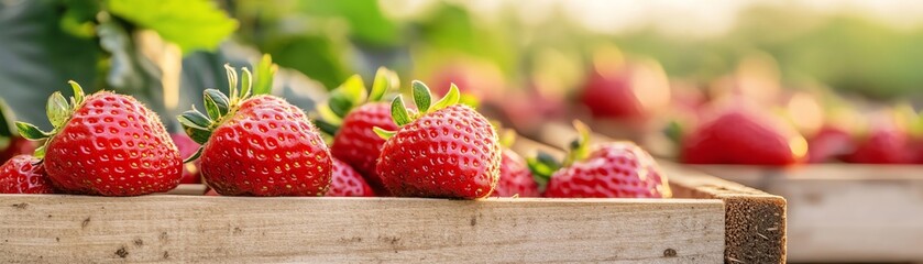 raised beds with organic strawberries, organic garden, sweet and fresh fruit