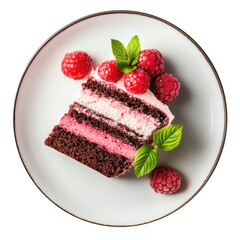 Poster - Delicious Slice of Raspberry Cake Isolated on a Transparent Background