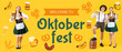 © Pixel-Shot - Greeting banner for Octoberfest with happy people on yellow background