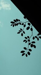 Sticker - Silhouette of Leaves Against a Blue Sky Background