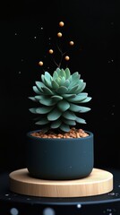 Sticker - Stylized Succulent Plant with Floating Orbs