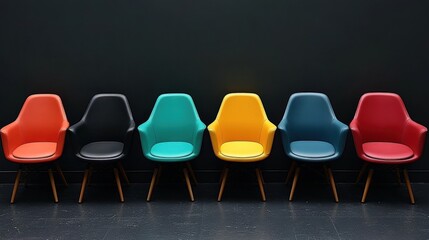 Sticker - Colorful Chairs Against Dark Wall