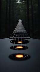 Sticker - Guitar Neck in Forest: A Serene Musical Perspective